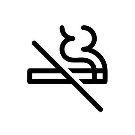 No smoking icon vector. A thin line sign. Isolated contour symbol illustrationのイラスト素材