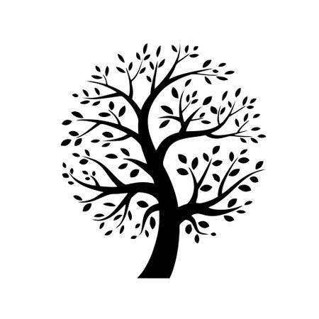 Art tree silhouette isolated on white background. Vector Illustration EPS10のイラスト素材