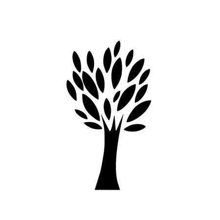 Tree icon. Black silhouette of a tree isolated on a white backgroundのイラスト素材