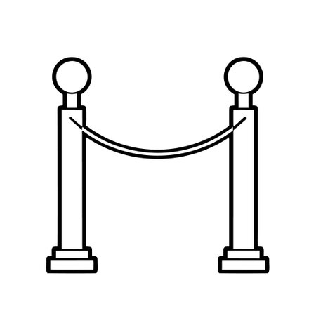 Rope barrier line style icon design, Barrier rope access security barrier exhibition and show theme Vector illustrationのイラスト素材
