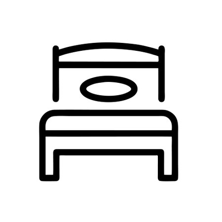 Bed icon vector. A thin line sign. Isolated contour symbol illustrationのイラスト素材