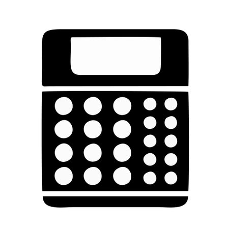 calculator icon over white background, silhouette style, vector illustrationのイラスト素材