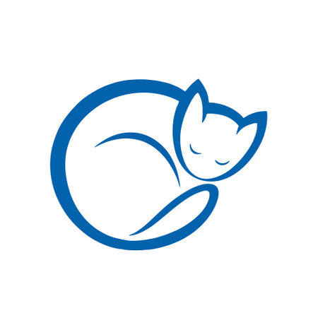 Cute cat logo template vector icon design. Pet care logo.のイラスト素材