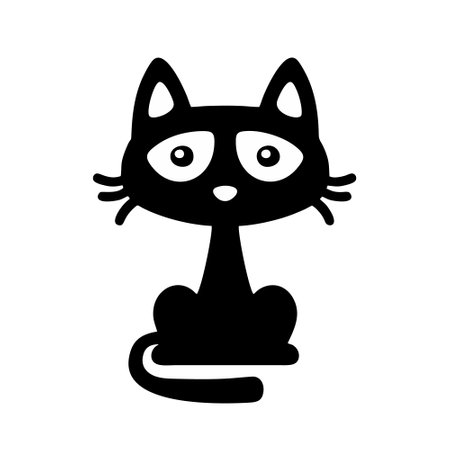 cat black simple icon on white background for web design and mobile appのイラスト素材