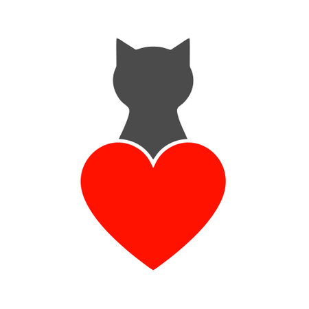 Cat with heart. Love icon. Flat design style eps 10のイラスト素材