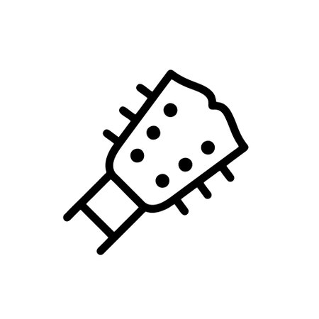 Acoustic guitar icon vector. A thin line sign. Isolated contour symbol illustrationのイラスト素材