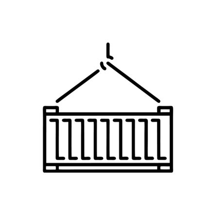 Cargo container line icon, concept sign, outline vector illustration, linear symbol.のイラスト素材