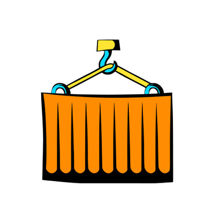 Illustration of a cargo container with a hook on a white backgroundのイラスト素材