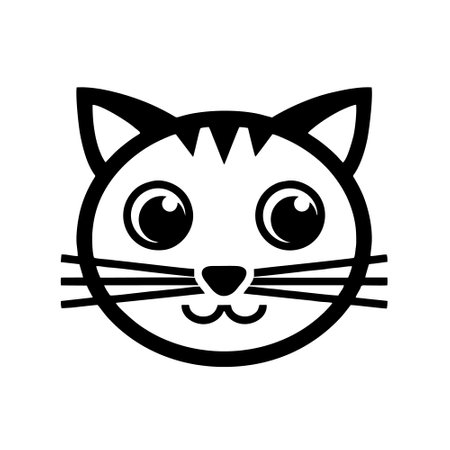 Cute cat face icon. Vector illustration. Isolated on white background.のイラスト素材