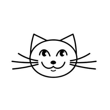 cute cat face kawaii line style icon vector illustration designのイラスト素材