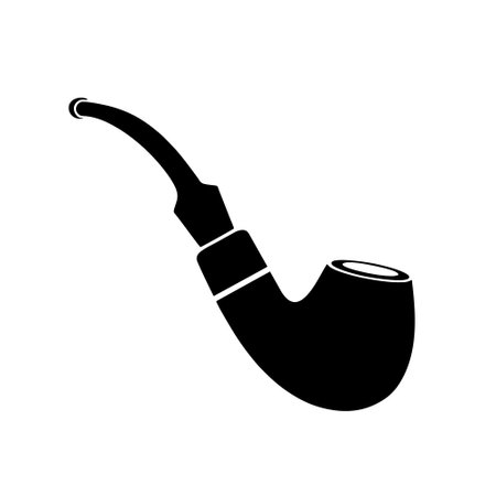 tobacco pipe icon over white background. silhouette style. vector illustrationのイラスト素材