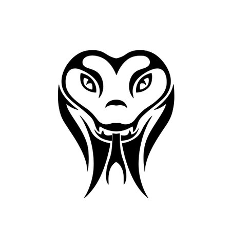 snake head logo vector icon illustration design template black and white colorのイラスト素材