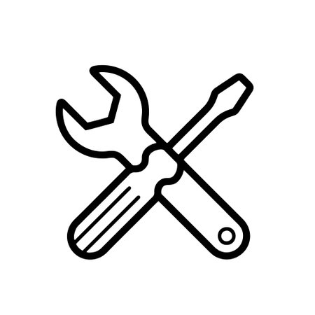 Wrench and screwdriver icon, vector illustration, flat design.のイラスト素材