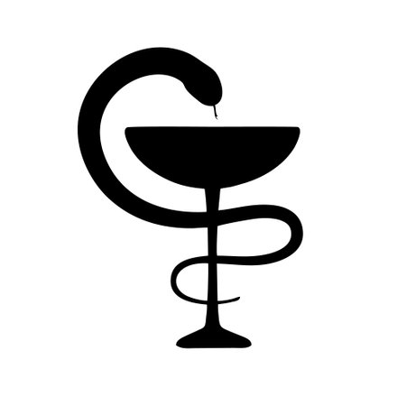 symbol of snake and martini glass icon over white background, silhouette style, vector illustrationのイラスト素材