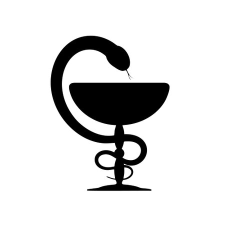Snake and wine glass icon. Flat illustration of snake and wine glass vector icon for webのイラスト素材