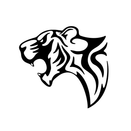 Tribal lion head. Vector illustration on a white background.のイラスト素材