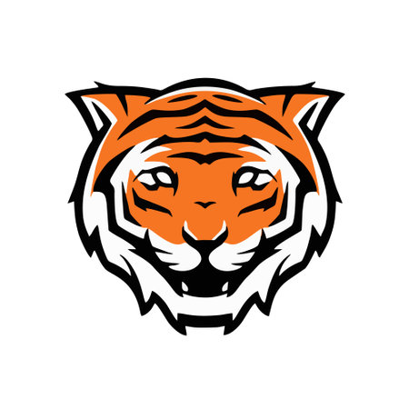 Tiger head mascot logo design vector template. Creative illustration of tiger head mascot for sport team.のイラスト素材