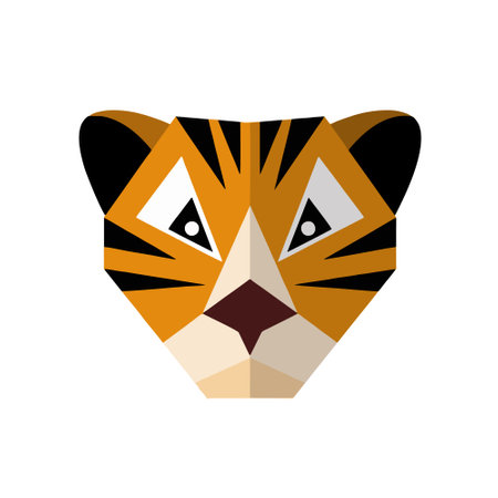 Tiger head isolated on white background. Vector illustration in flat style.のイラスト素材