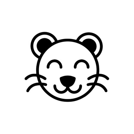 Cute tiger face icon. Simple line vector illustration on white background.のイラスト素材