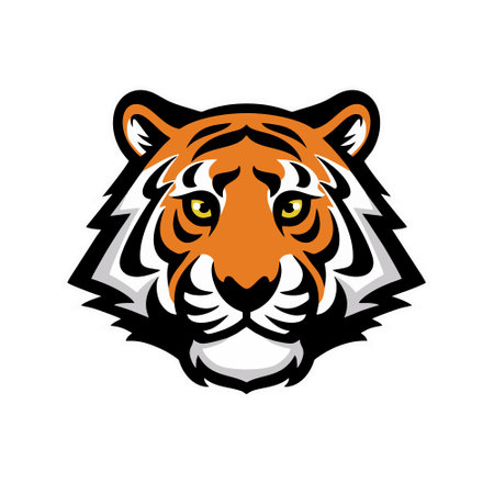 Tiger head mascot logo template vector icon illustration design on white backgroundのイラスト素材