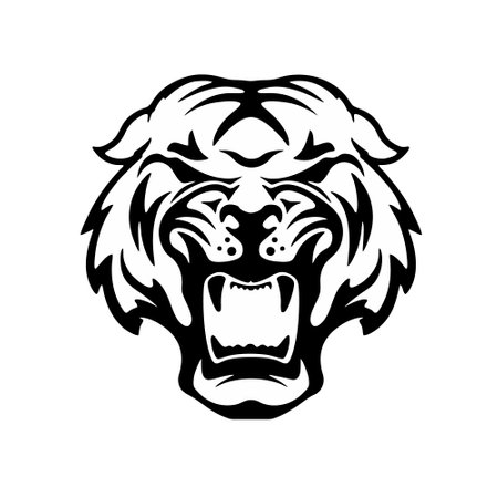 Angry tiger head isolated on white background. Vector illustration for t-shirt, tattoo, emblem, label and other designのイラスト素材