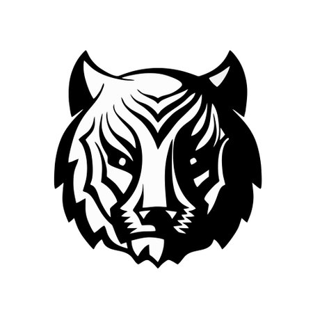 Tiger head vector illustration isolated on white background. Wild animal head mascot.のイラスト素材