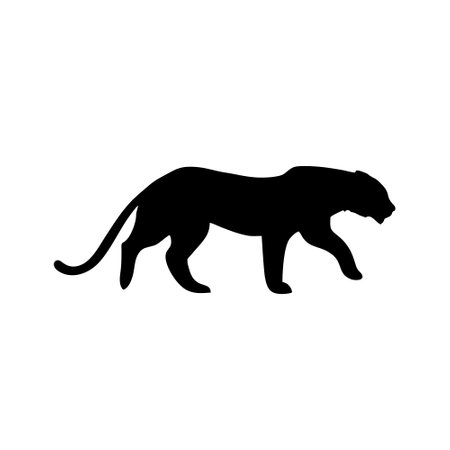 Black silhouette of a lion on a white background. Vector illustration.のイラスト素材
