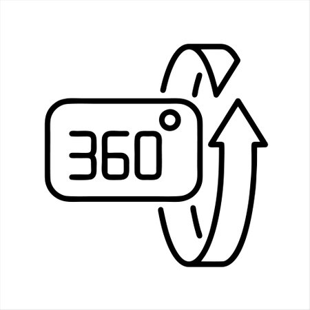 Line 360 degree view icon. Vector illustration. Editable stroke.のイラスト素材