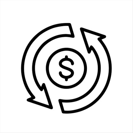 Vector dollar exchange icon. Money transfer symbol. Line art illustration.のイラスト素材
