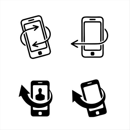 Smartphone icon set. Vector illustration. Black symbol on white background.のイラスト素材