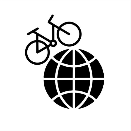 Bike around the world vector icon. Bike on the globe.のイラスト素材