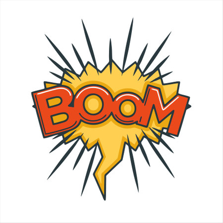 Boom pop art style vector illustration. Comic speech bubble sound effect.