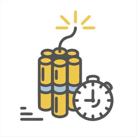 Stopwatch and dynamite line icon. Vector illustration on white background.のイラスト素材