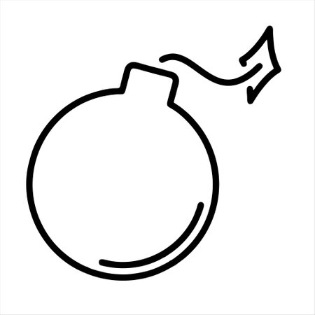 Vector bomb icon. Black illustration isolated on white background. Line art.のイラスト素材