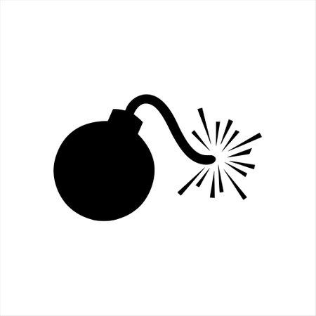 Bomb icon vector illustration. Black bomb icon on white background. Bomb icon.のイラスト素材