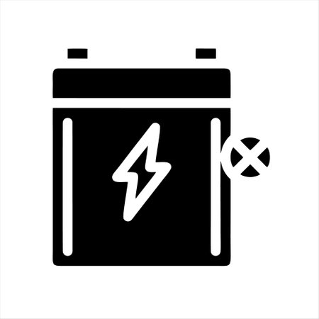 Car battery icon. Accumulator symbol. Flat vector illustration.のイラスト素材