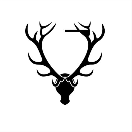 Deer head vector icon. Hunting trophy. Vector illustration. Stock image.のイラスト素材