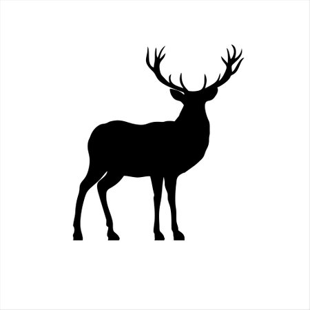 Silhouette of a deer on a white background. Vector illustration.のイラスト素材