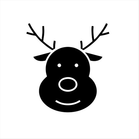 Christmas reindeer icon, vector illustration. Flat design style.のイラスト素材