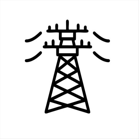 High-voltage tower line icon, outline vector sign, linear symbol.のイラスト素材