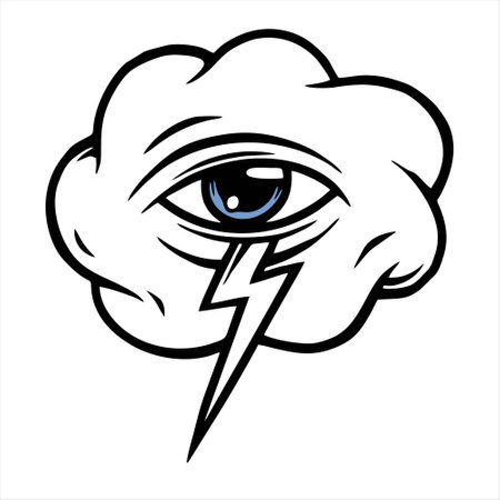 Eye and thunder bolt isolated on the white background. Vector illustration.のイラスト素材