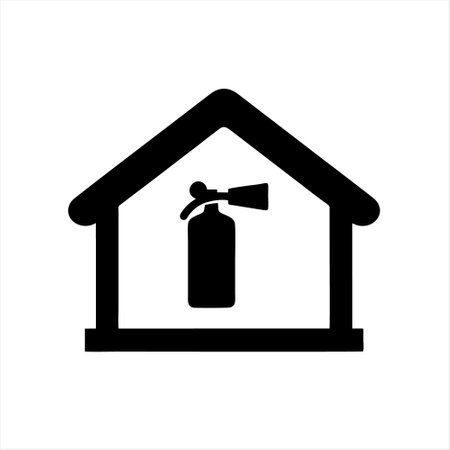 Fire extinguisher icon. Vector illustration. Black on white background.のイラスト素材