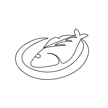 Fish icon isolated on white background. Vector illustration in outline style.のイラスト素材