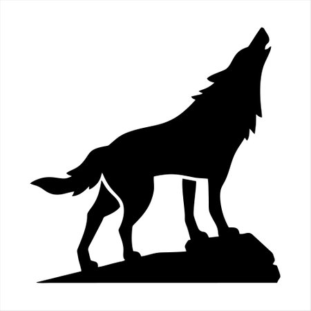 Silhouette of a wolf on a white background. Vector illustrationのイラスト素材