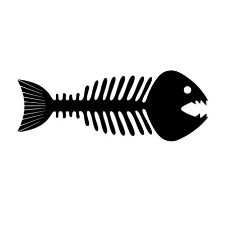 Fish skeleton icon. Simple illustration of fish skeleton vector icon for webのイラスト素材