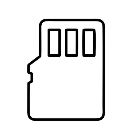 Memory card icon vector. Solid stroke sign. Isolated contour symbol illustrationのイラスト素材