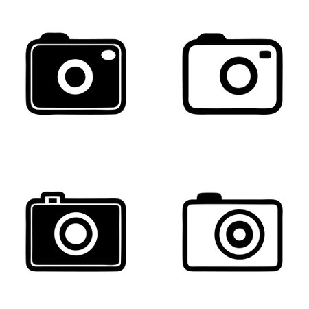 Camera Icon Set Isolated on White Background. Vector Illustration.のイラスト素材