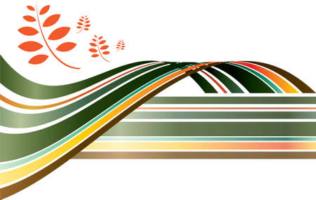 A modern graphic element for Autumn featuring swooshes and leavesのイラスト素材