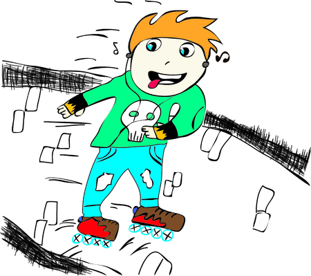 Boy on rollersのイラスト素材