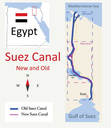 Map of Suez Canal New and Oldのイラスト素材